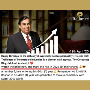 Relaince-in-Compliance with our prediction; made on Mota Bhai’s birthday